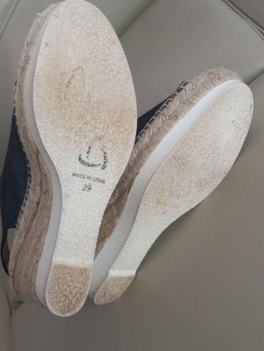 kanna  Emily Navy Suede Peep-Toe Wedge Sandals with Front Zipper Size EU 39 - Picture 15 of 15